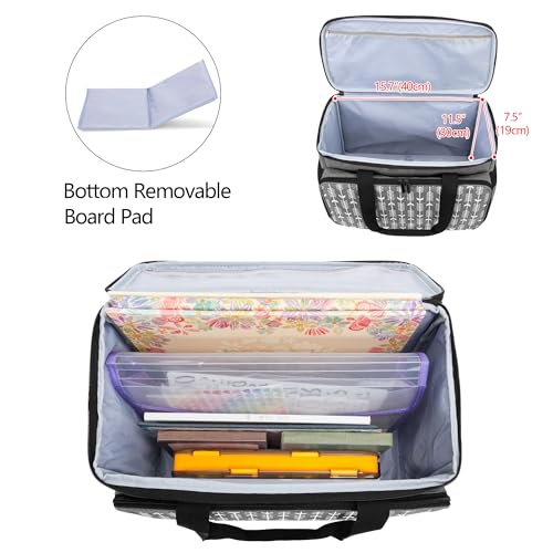 Yarwo Upgraded Rolling Craft Bag with Detachable Trolley and Multi-Pockets - color: Gray with Arrow