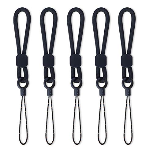 YOUOWO 5Pack Short Rope Small Black Lanyard,Ring Lanyards Finger Strap - color: 5 Black Lanyard Finger