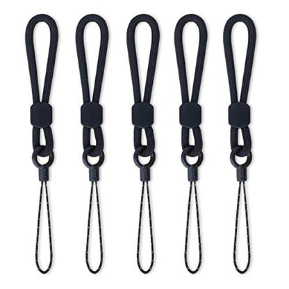 YOUOWO 5Pack Short Rope Small Black Lanyard,Ring Lanyards Finger Strap - color: 5 Black Lanyard Finger