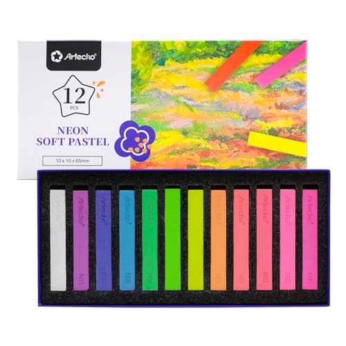 Artecho 12pcs Neon Soft Pastels, Square Chalk - style: 12 neon colors long