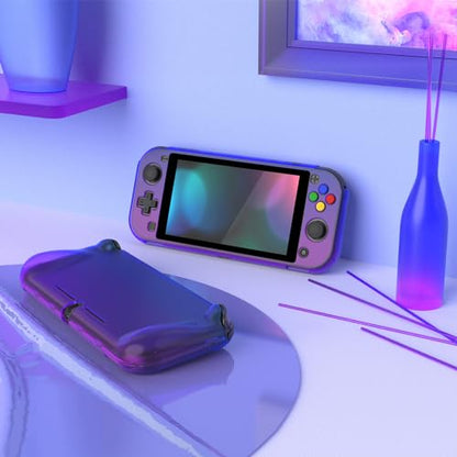 PlayVital ZealProtect Protective Case for Nintendo Switch Lite, Ergonomic Grip Hard Cover - Shock-absorbent Anti-Scratch with Screen Protector & Thumb Grip Button Caps, Gradient Translucent Bluebell - color: Gradient Translucent Bluebell
