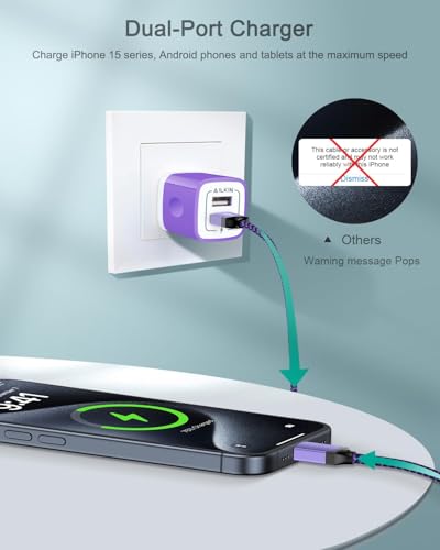 iPhone 17e 16e Wall Charger & USB-C Cable for iPhone 17 Air 16 Pro Max Plus - color: Purple, style: USB C