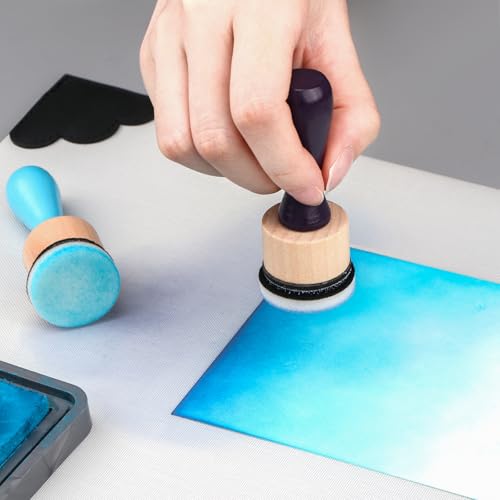 26 Pcs/Sets Ink Blending Tool Sets, Include 2 Pcs Round Ink Mini Applicator Tools and 24 Pcs Replacement Refill Foam Pads for Drawing Distressing Blending Scrapbooking & Stamping Supplies (Blue) - color: Blue