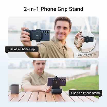 Phone Camera Grip with Remote Control for Smartphones Vlog Shooting - color: Clip on Phone Camera Grip Black