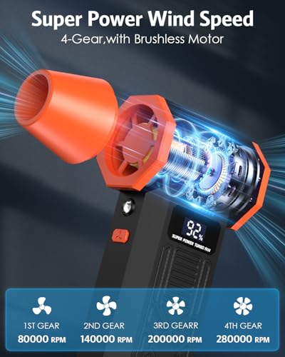 Electric Air Duster, 280000RPM Brushless Motor Cordless Blower