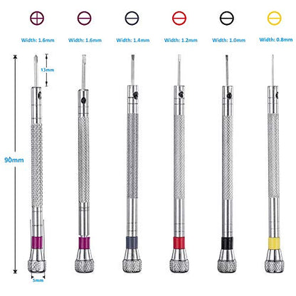 Premium 6PCS Micro Precision Screwdriver Set, 0.8-1.6mm, Extra Replacement Blades for Watch, Eyeglasses, Jewelry, Electronics Repair