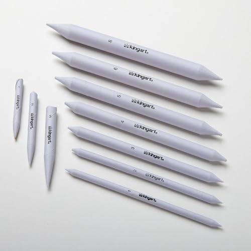 KINGART 10-Piece Blending Stumps & Tortillions Paper Art Blenders for Sketching & Drawing, Blending & Shading Pencils, Student Artist Charcoal Sketch Drawing Tools