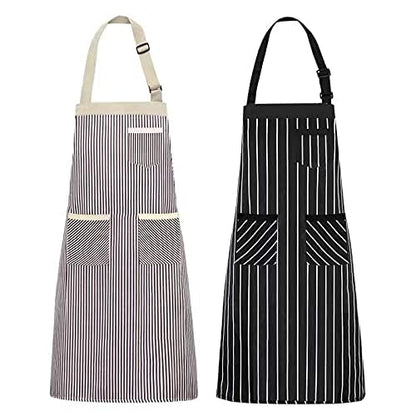 NLUS 2 Pack Kitchen Cooking Aprons, Adjustable Bib Soft Chef Apron with 3 Pockets for Men Women (Umber/Black) - color: Brown 2