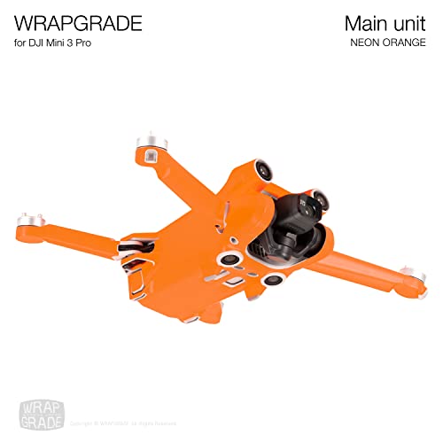 WRAPGRADE Skin Stickers compatible with DJI Mini 3 Pro | Main Unit (NEON ORANGE) - color: Neon Orange