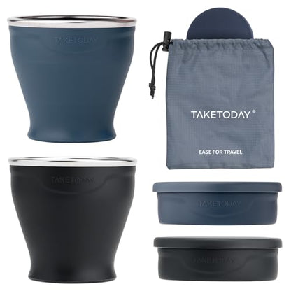 TakeToday Collapsible Cup 8 oz 2-Pack for Travel, Navy & Charcoal - color: Navy & Charcoal