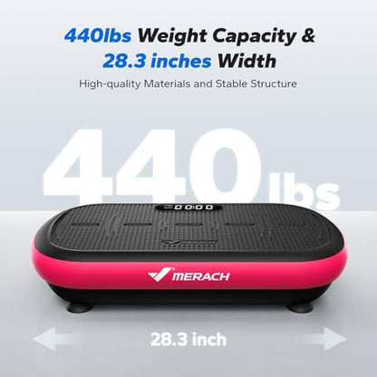 Merach CV40 Curved Vibration Plate Exercise Machine with 440lbs Capacity - color: Magenta