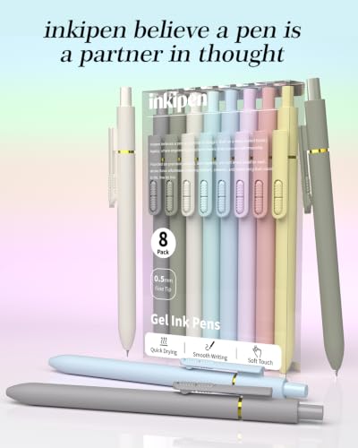 inkipen Colorful Fidget Pens, 8 Pcs 0.5mm Fine Point - color: Morandi Color Ink -8pack