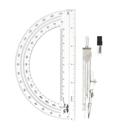 Mr. Pen- Compass and Protractor Set, Metal Math Compass with Refills, 6 Inch Protractor, Plastic Drawing Tool, Student Geometry Math Set for Students, School, Art, Drafting