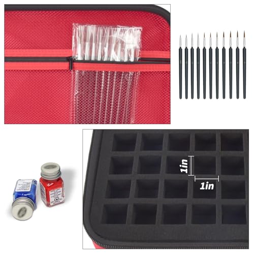 Model Paint Storage Case for Testors, Holds 60 Bottles, Paints Not Included - color: Red