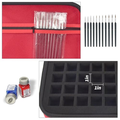 Model Paint Storage Case for Testors, Holds 60 Bottles, Paints Not Included - color: Red