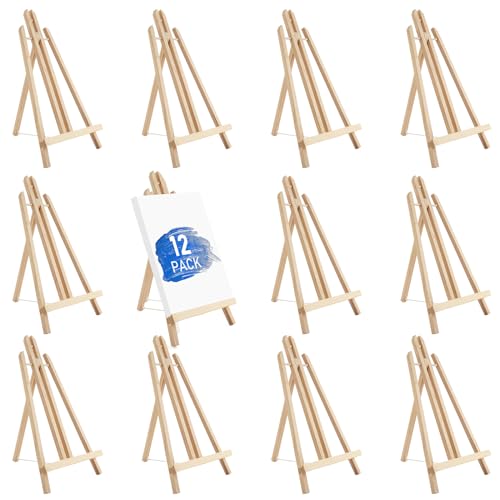 Falling in Art 16 Inch Tabletop Display Wood Easel Stand,12 Pack - style: 16"- 12p