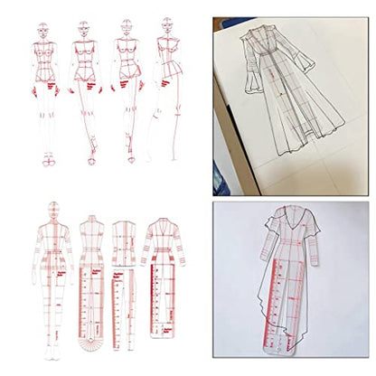 DYNWAVE 8 Pcs French Curve Template Ruler Set,Sewing Humanoid Patterns Design for Dressmaking, Tailoring, Fashion Designing