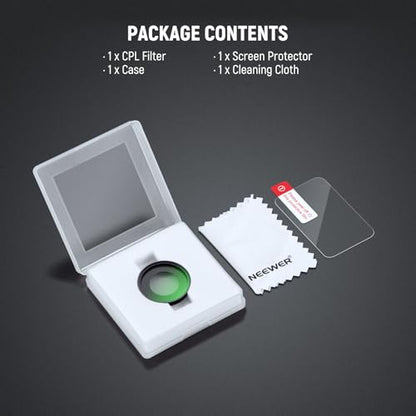 NEEWER CPL Filter Compatible with DJI Osmo Nano, Screw On Adjustable Circular Polarizing Polarizer Action Camera Lens Filter Multicoated Optical Glass Accessories with Tempered Glass Screen Protector