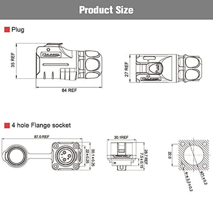 3 Pin Waterproof M20 Industrial Connector 20A 500V - style: 3PIN