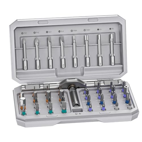 42 in 1 Magnetic Ratchet Screwdriver Set, T Handle Ratchet Screwdriver Kit - color: Light Grey, size: 42 PCS