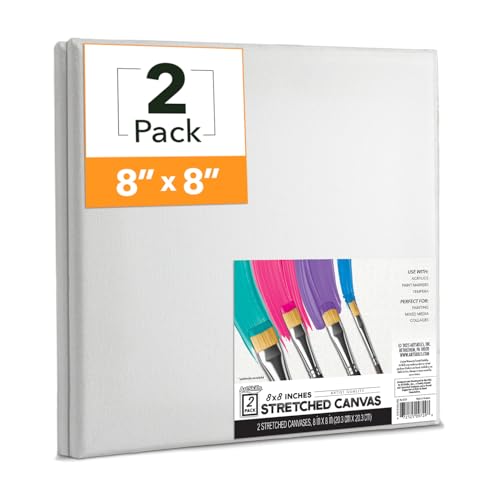 ArtSkills Stretched Canvas for Painting, 8x8 Canvas, 2-Pack Framed - size: 2-Pack 8x8