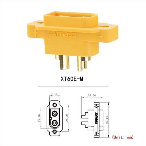 ELFCULB 10PCS Amass XT60E Male Panel Mount Connectors for FPV Drones - color: 10 pcs XT60E