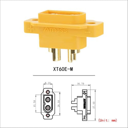 ELFCULB 10PCS Amass XT60E Male Panel Mount Connectors for FPV Drones - color: 10 pcs XT60E