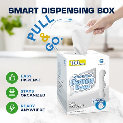 GLIMGLINT Microfiber Cleaning Cloth 100 Pack, Reusable Paper Towels 11 x 9 - color: White