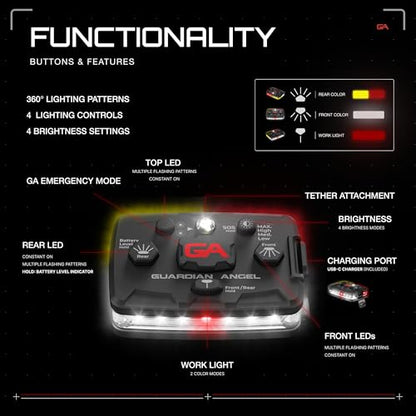 Guardian Angel Elite Safety Light - White Front & Red/Yellow Rear - color: White/Red/Yellow, size: 1-Pack