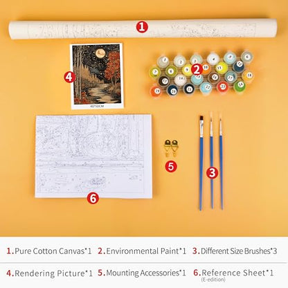 TUMOVO Paint by Numbers Kit for Adults Full Moon Landscape DIY Canvas Kits - color: Forest