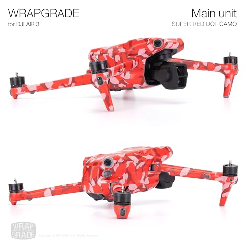WRAPGRADE Skin Stickers Compatible with DJI Air 3 | Full Wrap (Super Red Dot Camo) - color: Super Red Dot Camo