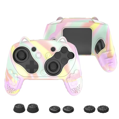 Silicone Controller Case Set Compatible with Nintendo Switch 2 Pro, Gamepad Accessories - Protective Softshell Cover with 6 Thumb Grips, Shock-Resistant & Ergonomic Comfort Grip Design, Macaron Colors - color: Macaron Colors