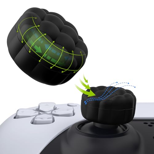 PlayVital Thumbs Cushion Caps Thumb Grips for ps5 ps4, Thumbstick Grip Cover Joystick Caps for Xbox Series X/S, Xbox One, Elite Series 2, Switch 2 Pro Controller - Puff Cloud Texture Design Black - color: Puff Cloud Texture Design Black
