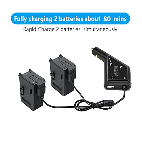 Hanatora 3 in 1 Battery Car Charger for DJI FPV Drone and Remote Controller,Charge Two Battery 12v DC Multi Rapid Charging Hub Accessories