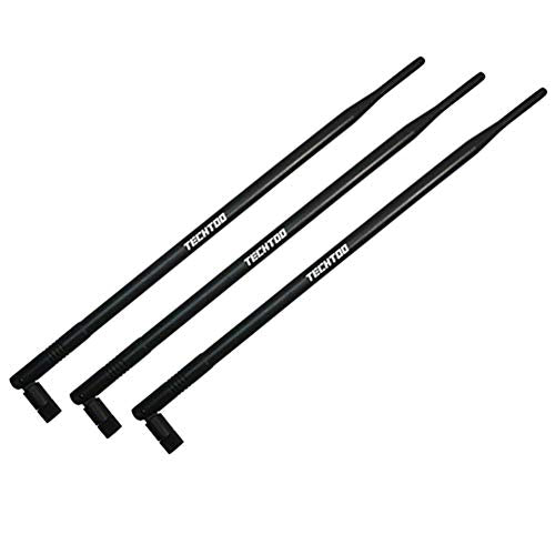 TECHTOO 9dBi Omni WiFi Antenna with RP-SMA Connector for Wireless Network Router/USB Adapter/PCI PCIe Cards/IP Camera/Wireless Range Extender(3-Pack) - color: RP-SMA Plug 3Pack
