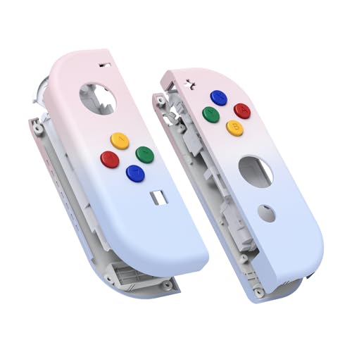 eXtremeRate DIY Replacement Shell Buttons for Nintendo Switch & Switch OLED, Gradient Pink Violet Housing Case with Corlorful Button for Joycon Handheld Controller [Only The Shell, NOT The Joycon] - color: Gradient Pink Violet