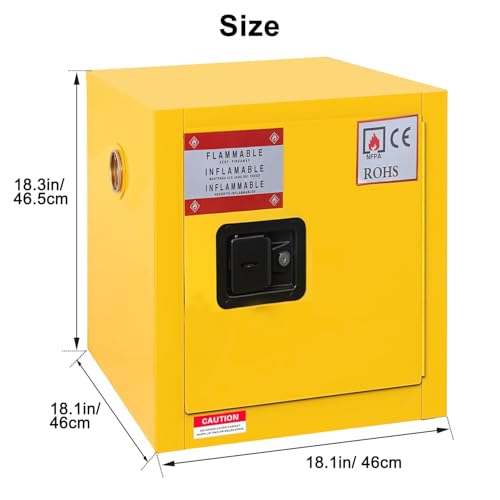 Hazardous Flammable Storage Safety Cabinet 18"x18"x18" Fire Proof Safe - size: 18.1"*18.1"*18.3"
