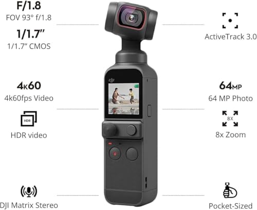 DJI Pocket 2 Creator Combo, Digital Camera 4K, 1/1.7" CMOS, 64MP Photo, Face Tracking, YouTube, Portable Vlogging Camera for Android and iPhone, Black - style: DJI Pocket 2 Creator Combo