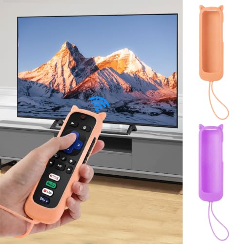 2 Pack Remote Control Cover TV Remote Cover Universal Remote Case Glow Sleeve with Lanyard for Smart TV Remote Holder - color: Orange, Purple