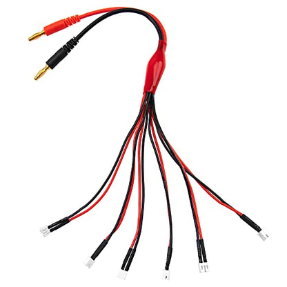 10Pairs Tiny Whoop JST-PH 2.0 Male Female Connector Cable Wire & 6X JST-PH to 4mm Banana Parallel Adapter Battery Charging Lead Cable