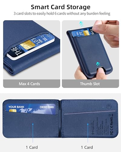 ExtreLife for Magsafe Wallet, Works with Apple Find My, 6 Cards Holder - color: Navy Blue