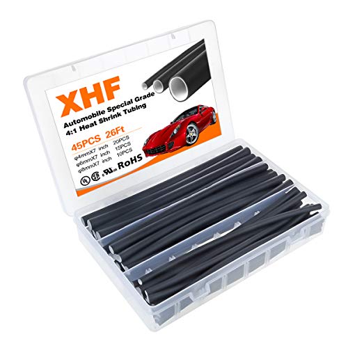XHF 26 Ft 4:1 High Flame Retardant Heat Shrink Tubing Assortment Kit Automobile Special Grade Wire Cable Adhesive Lined Tube Insulation Seal Against Moisture Corrosion and Air Leakage Black (4&6&8) mm - size: (4&6&8)mm