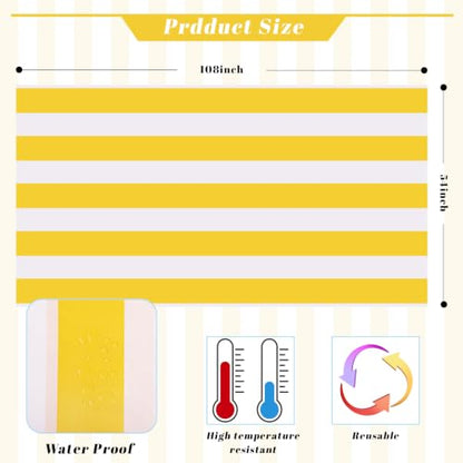 Kesfey Yellow Striped Tablecloth Picnic Vertical Stripe Table Cover 3 Packs - color: Yellow Verticall Striped