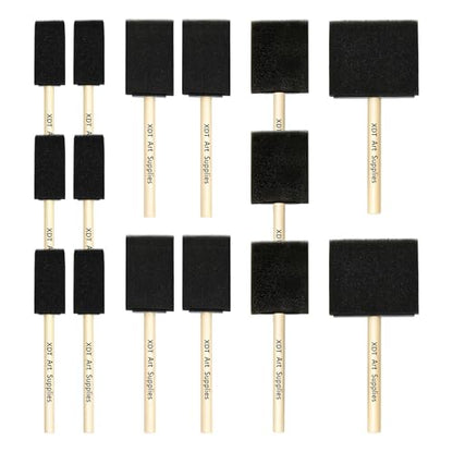 XDT Foam Paint Brushes 15Pc Set, Sponge Paint Brushes for Staining, Crafting & Painting- Durable Foam Brushes and Sponge Brushes Set - size: Foam Brush Assorted