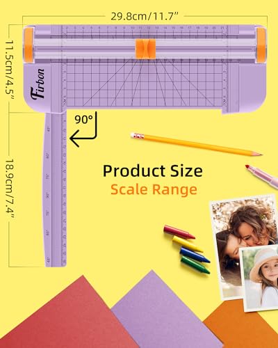 Firbon A5 Paper Cutter, Small Straight Paper Trimmer with Side Ruler - color: A5-purple