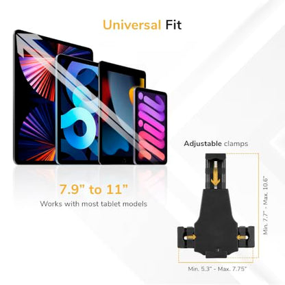 Mount-It! Secure Universal Tablet POS Kiosk Stand with Locking Clamp & Bolt-Down Base, 360° Rotation & +80°/-65° Tilt, Wall or Counter Mount for 7.9"–11" Tablets, iPad, Galaxy Tab & Surface Go - size: Counter - Wide Base