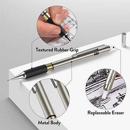 Four Candies 0.7mm Mechanical Pencil Set with Case + Metal Mechanical Pencil Set