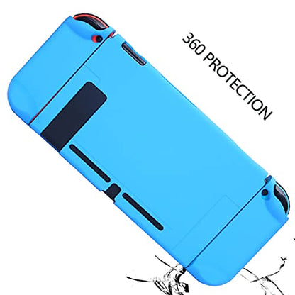 Dockable Case for Nintendo Switch - COMCOOL 3 in 1 Protective Cover Case for Nintendo Switch and Joy-Con Controller with Screen Protector and Thumb grips - Sky Blue - color: Sky Blue