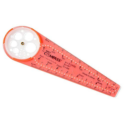 hand2mind Safe-T Math Compass, 10 in. Orange Compass Set for Geometry, Drawing Tool, Dysgraphia Tools for Kids, Circle Drawing Tool, Math Classroom Supplies (Set of 12)