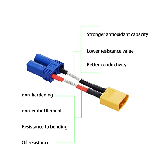 4pcs XT60 to EC5 Adapter with 50mm 14AWG xt60 ec5 Adapter - size: XT60-EC5